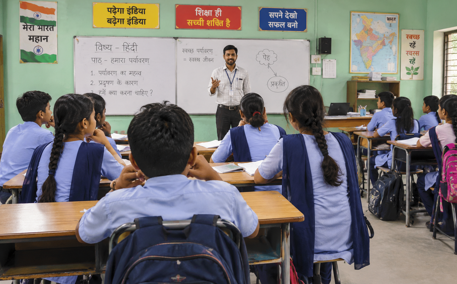 Students learning together in a classroom